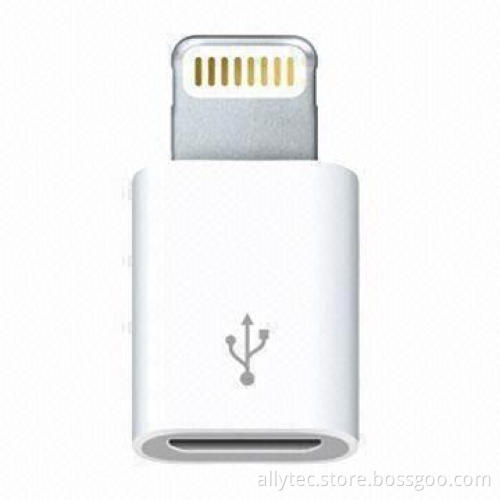 Lightning 8-pin to Micro USB Connector, 5-pin Female Adapter for iPhone 5